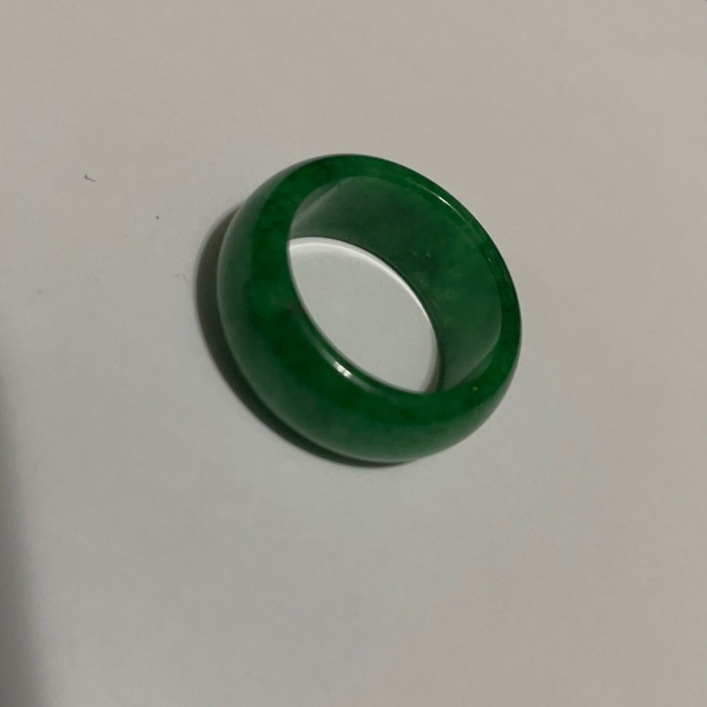 Unisex Green Jade Ring Sz 7